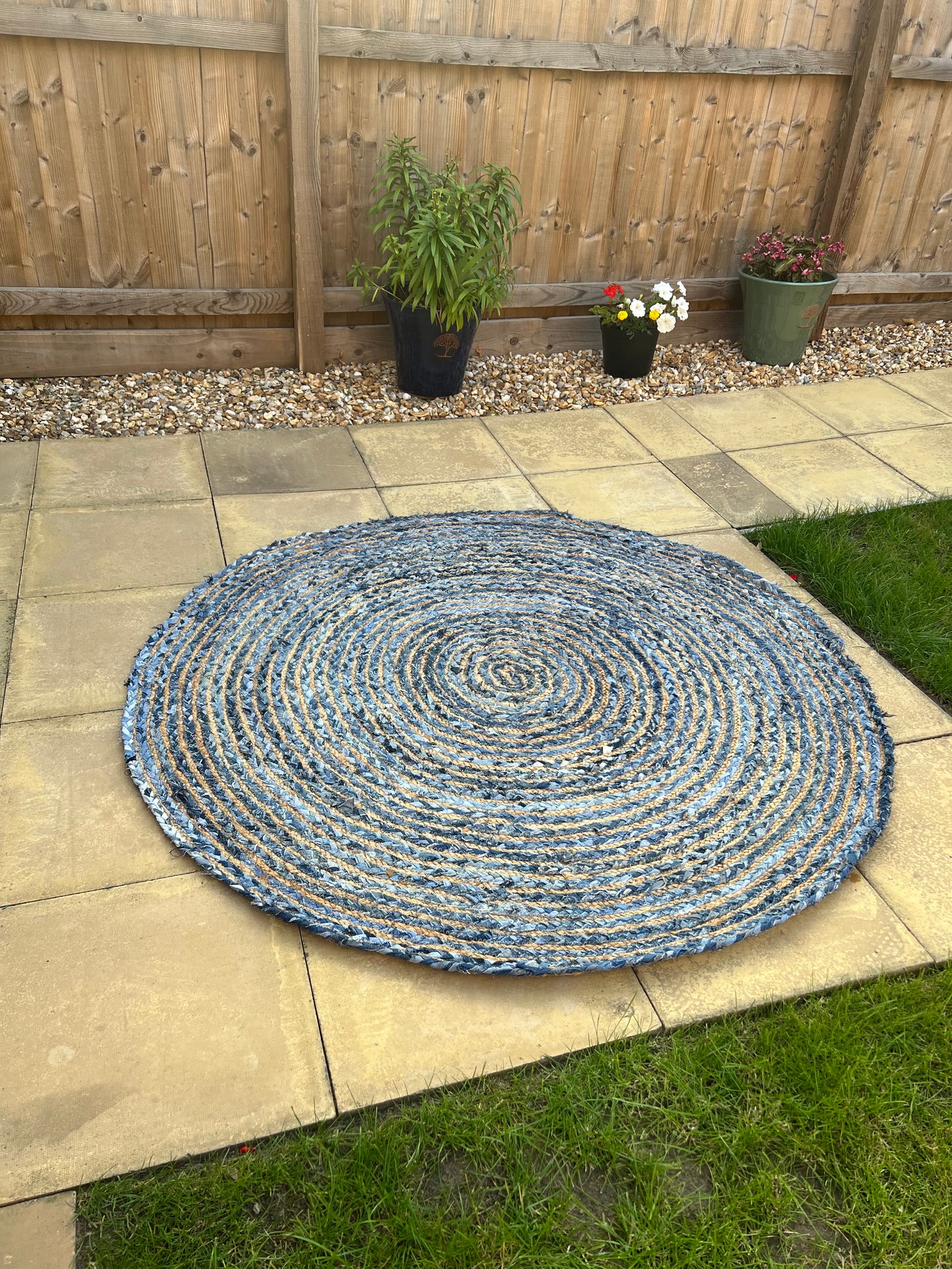 Round Jute and Recycle Denim Rug