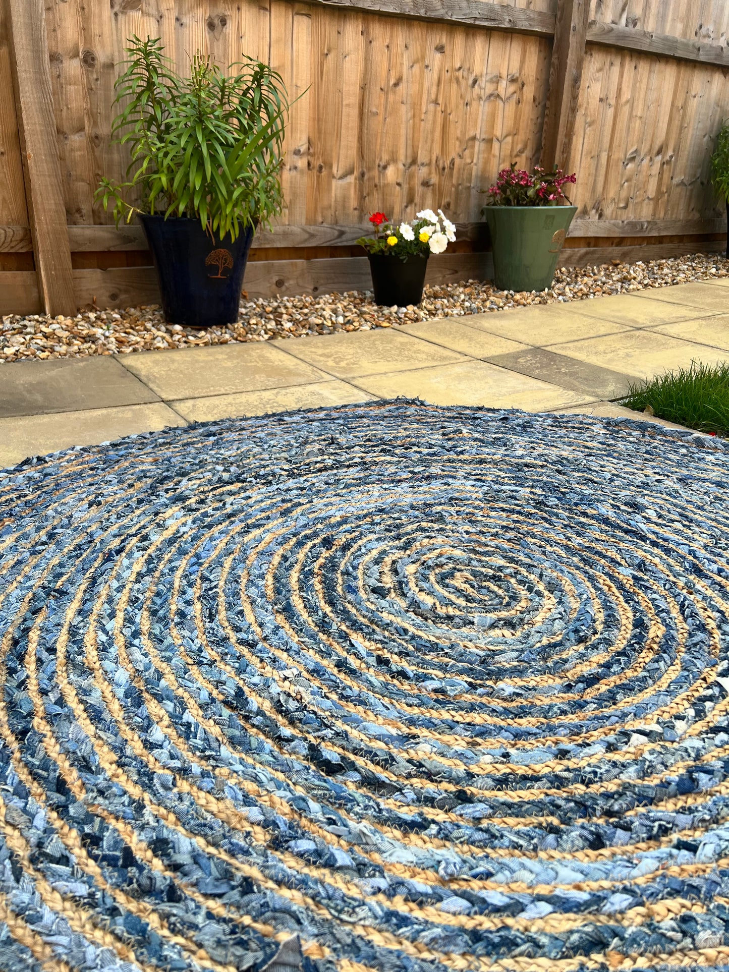 Round Jute and Recycle Denim Rug
