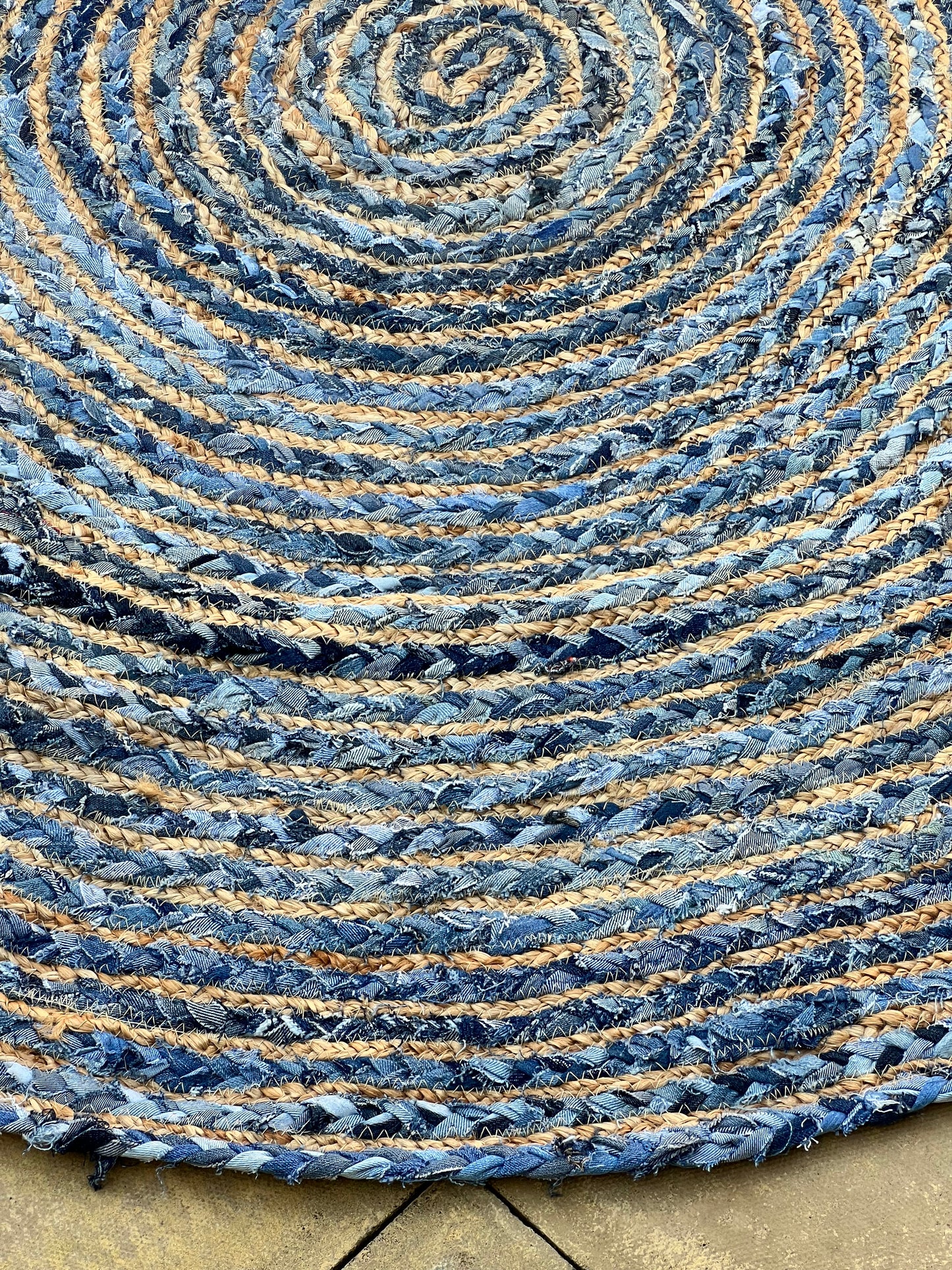 Round Jute and Recycle Denim Rug