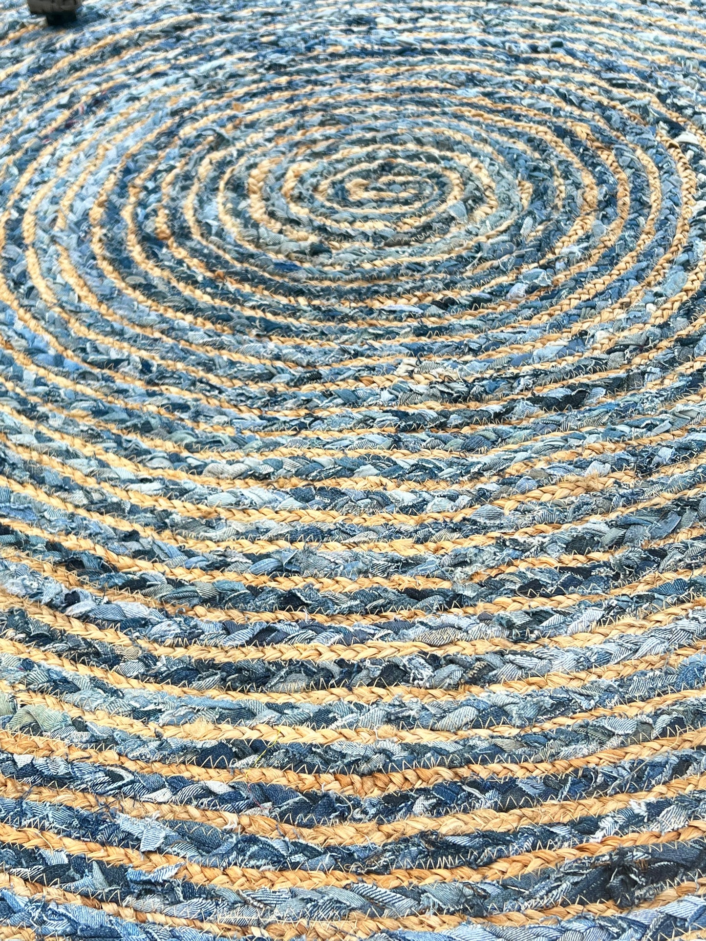 Round Jute and Recycle Denim Rug