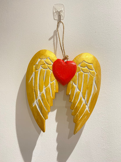 Gold Christmas Angel Wing & Heart Set