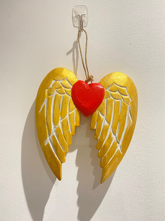 Gold Christmas Angel Wing & Heart Set