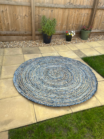 Round Jute and Recycle Denim Rug