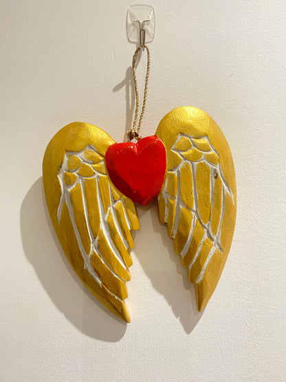 Gold Christmas Angel Wing & Heart Set