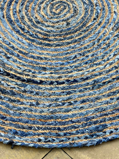 Round Jute and Recycle Denim Rug