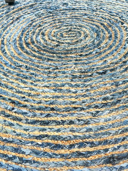 Round Jute and Recycle Denim Rug