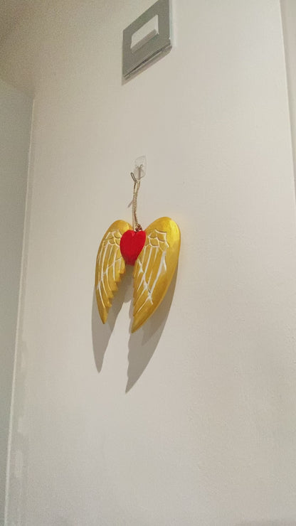 Gold Christmas Angel Wing & Heart Set