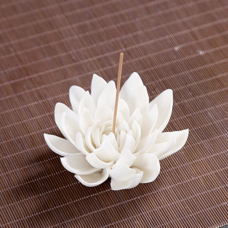 White Porcelain Lotus Incense Holder