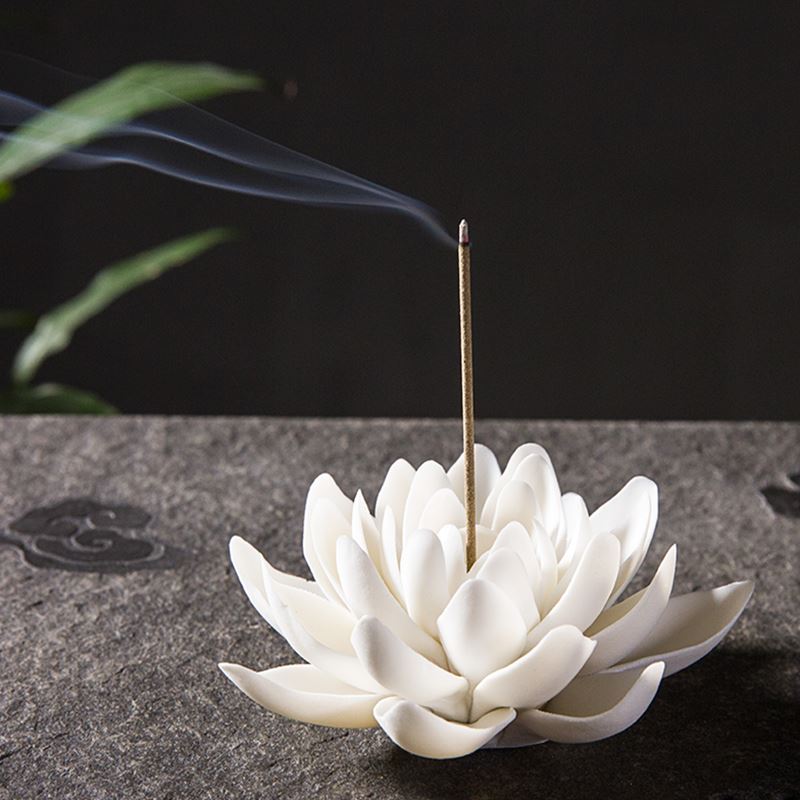 White Porcelain Lotus Incense Holder