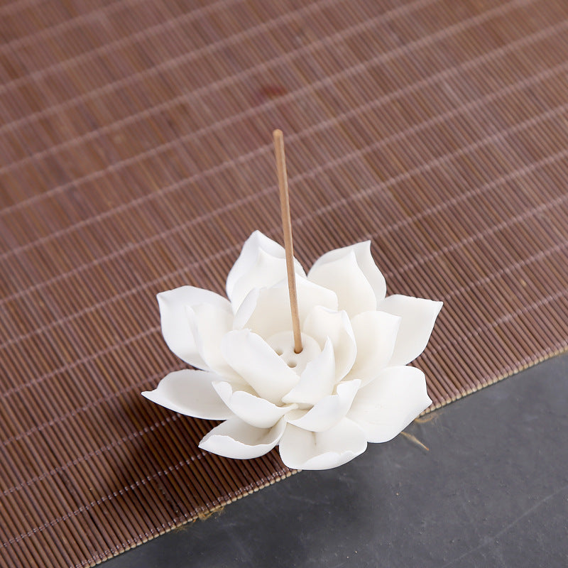 White Porcelain Lotus Incense Holder